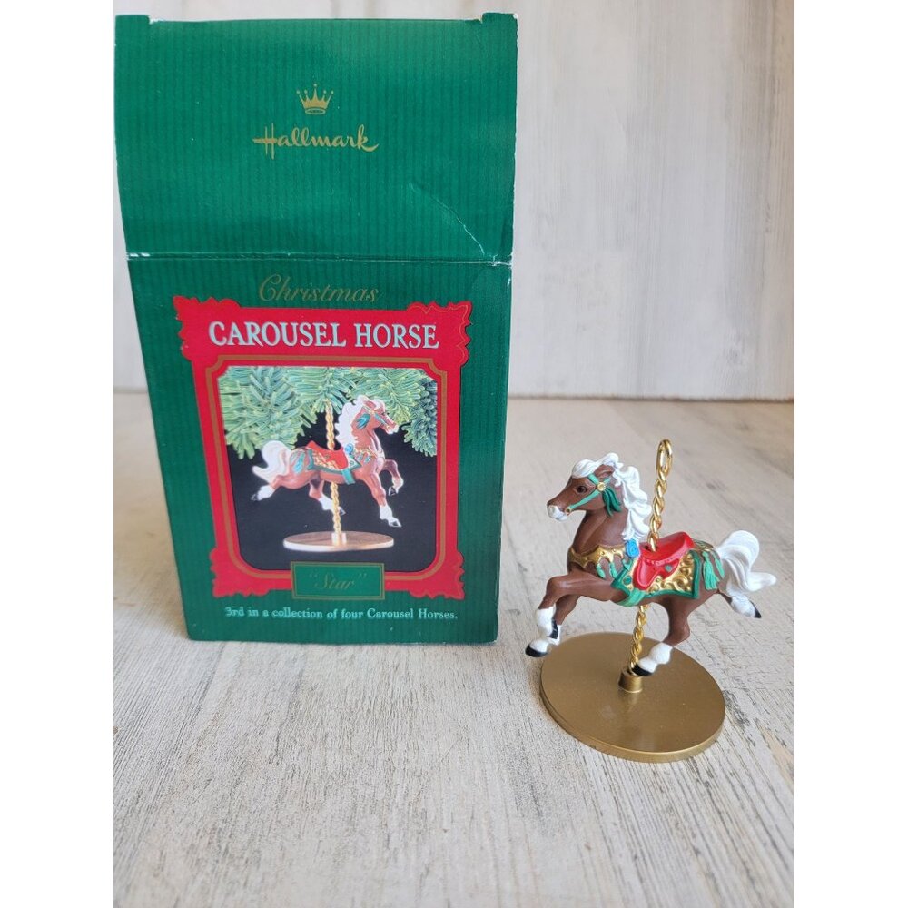 Hallmark 1989 Star Carousel horse ornament Xmas